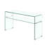 Tempered Clear Glass Console Table-Rounded Edge Sofa Table for Living Room, Office & Home Office