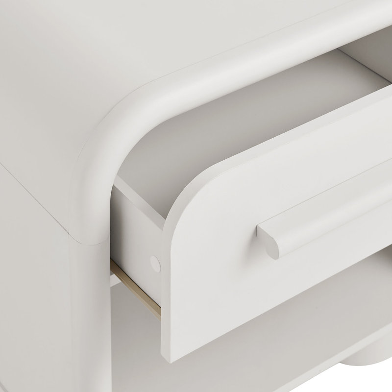 Table de chevet 1 tiroir Rayshawn, Blanc mat