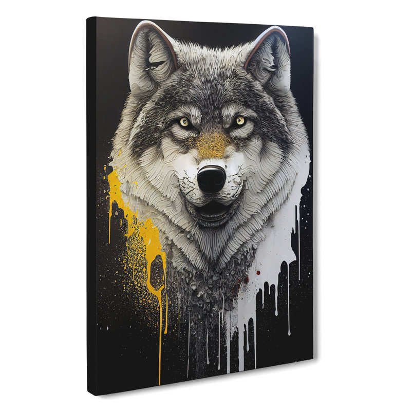 Splashed Wolf No.2 - Wrapped Canvas, 50cm H x 35cm W x 3cm D