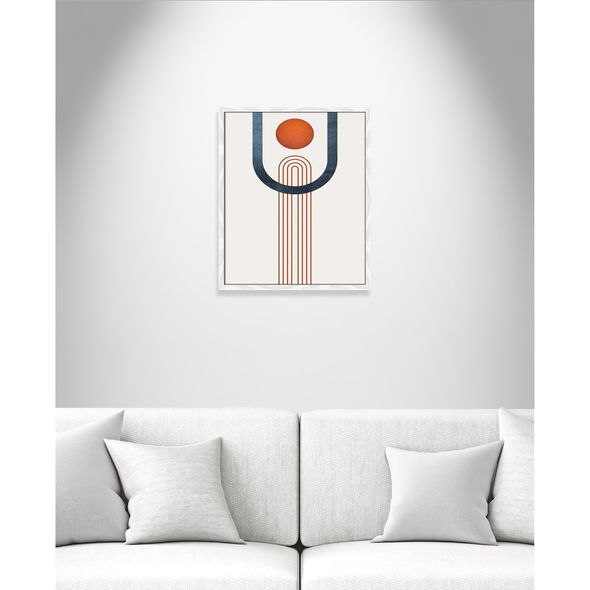 Minimalist Mid Century Orange Navy III By Urban Epiphany - Framed Art Full Bleed, White, 25.5" H x 21.5" W x 0.75" D