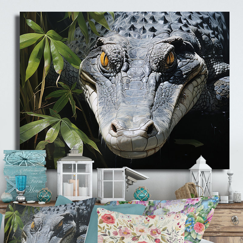Crocodiles d'Afrique - décoration murale animaux en métal, H 16 po x l 32 po x P 1 po