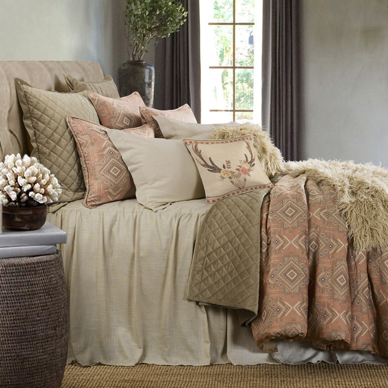 Taupe King Microfiber Bedspread Set with Frills