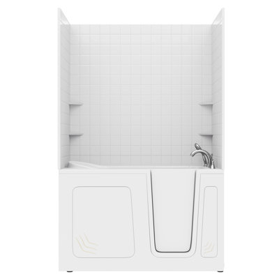 Tub'n Wall Series 32" x 60" Right Side Drain Soaker Bathtub in White with 4 in. Tile Shower Wall Kit