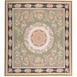 Hand-Knotted High-Quality Green and Brown Area Rug