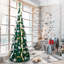 Arbre de Noël artificiel escamotable 7 pi, PVC vert, 200 DEL blanc chaud, télécommande, or et argent