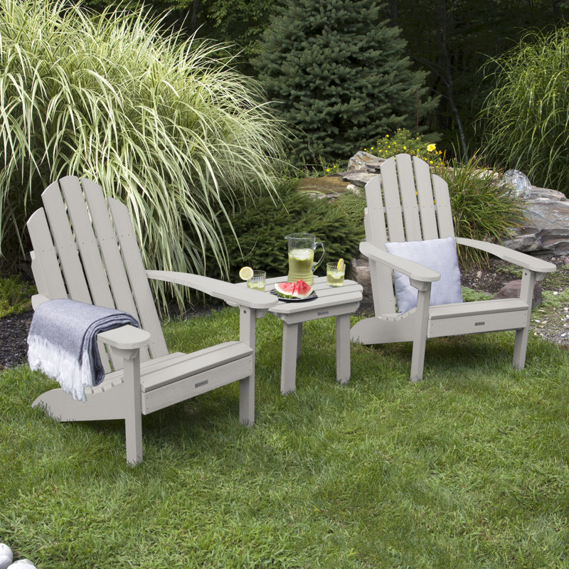 Anette Plastic Adirondack Chair with Table, Harbor Gray