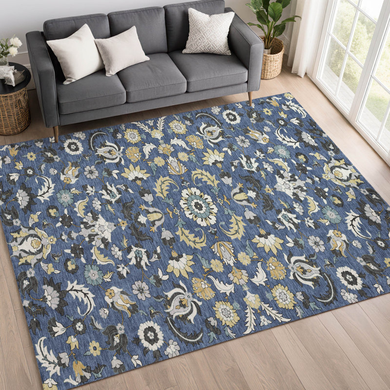 Machine Washable Indoor/Outdoor Chantille ACN2473 Global Rug, Navy, 2'6" x 3'10"