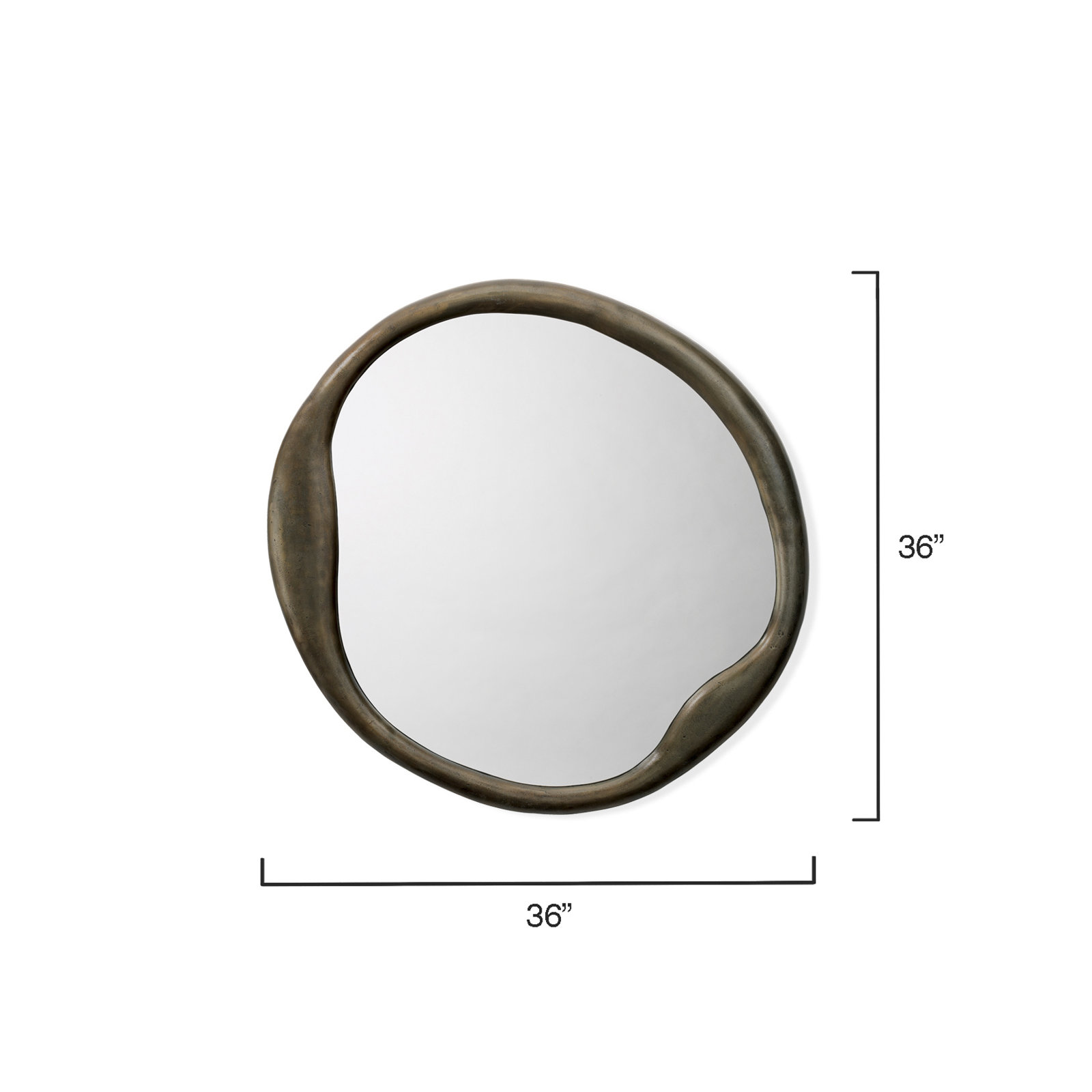 Organic Aluminum, Manufactured Wood Irregular Mirror, Antique Brass