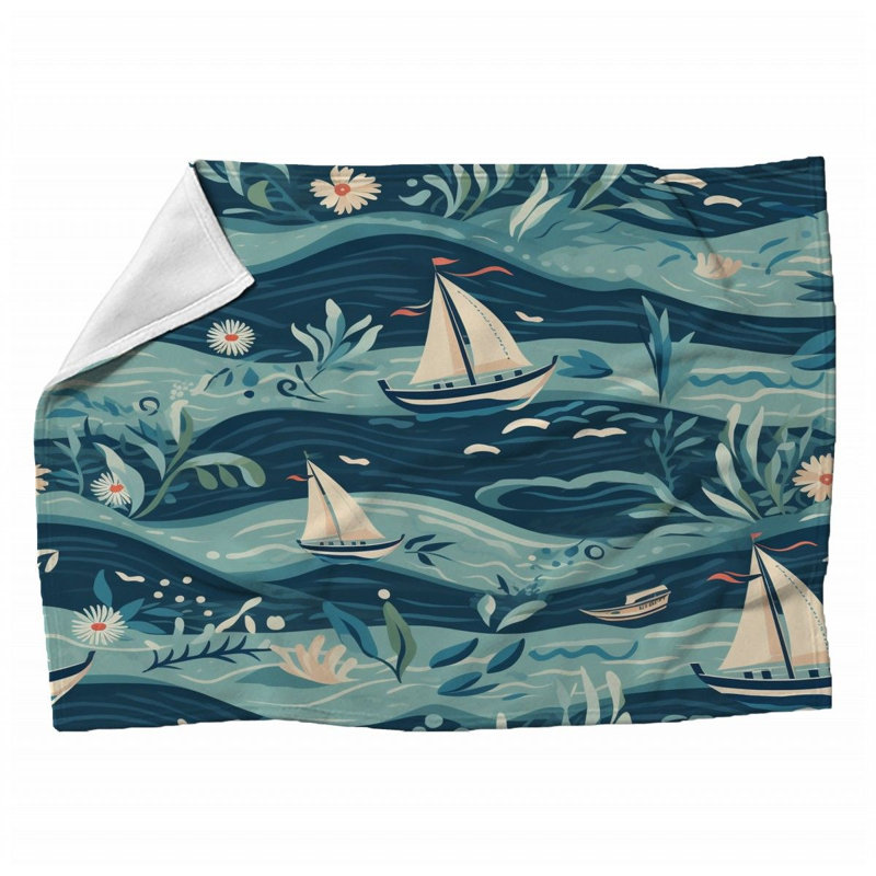 Nautical Pattern Maritime Machine Printed Throw Blanket, 60" x 80"