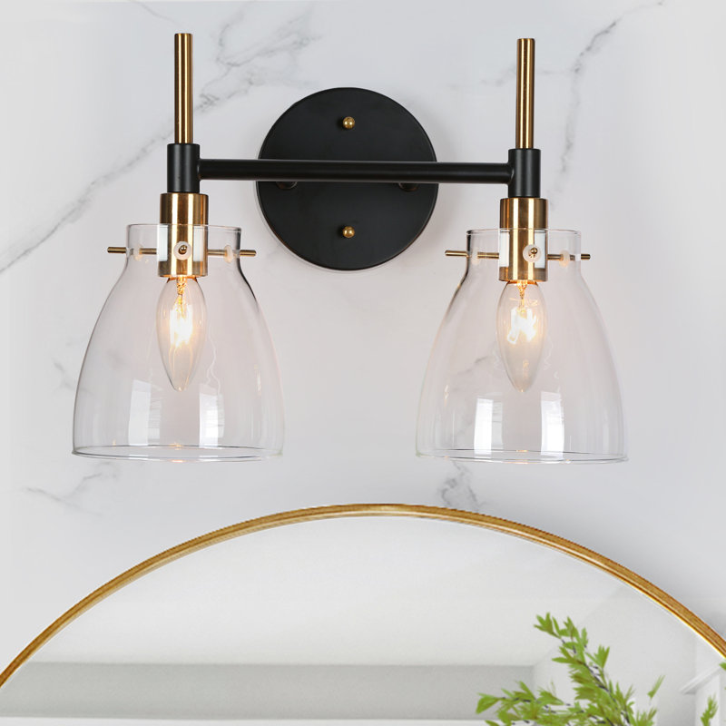 Éclairage pour meuble-lavabo à 2 lumières à intensité variable Daizjah, Noir / Laiton