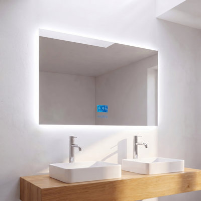 Kozlov 60" x 30" Smart LED Bathroom Mirror with Touch Screen Display - Bluetooth Mirror with Built-in Speakers, Automatic Anti-Fog Technology, Energy-Saving Lighting & Frameless Design 