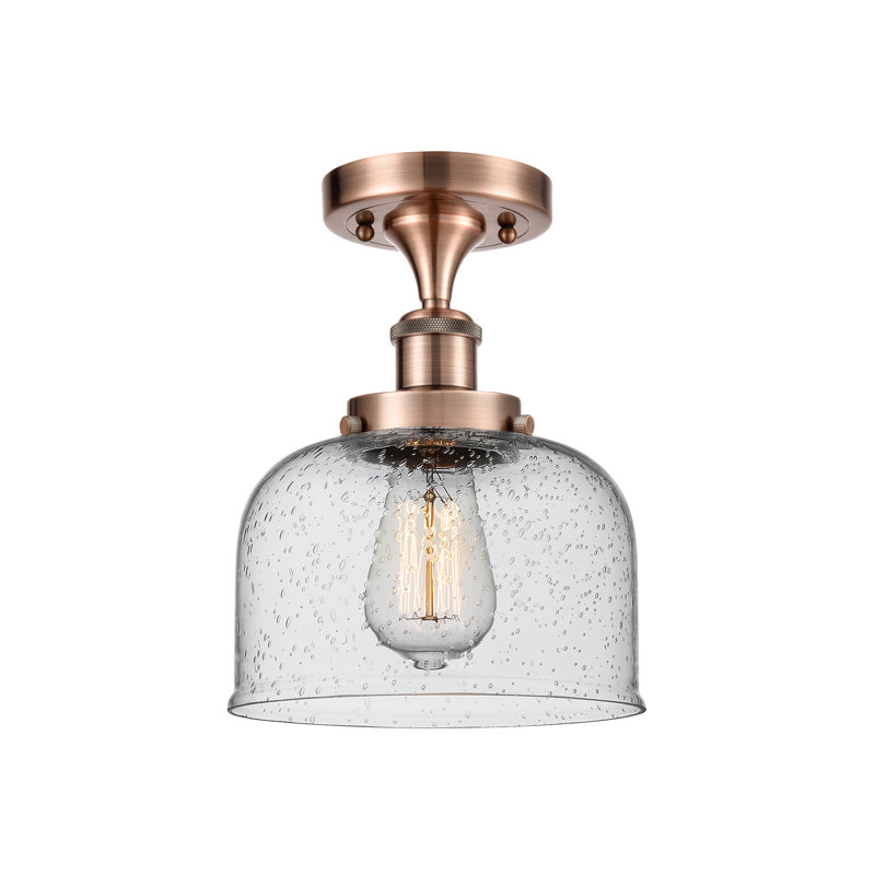 Plafonnier semi-encastré 1 lumière Analily, Cuivre antique, Ampoule non incluse, H 13 po x l 8 po x P 8 po