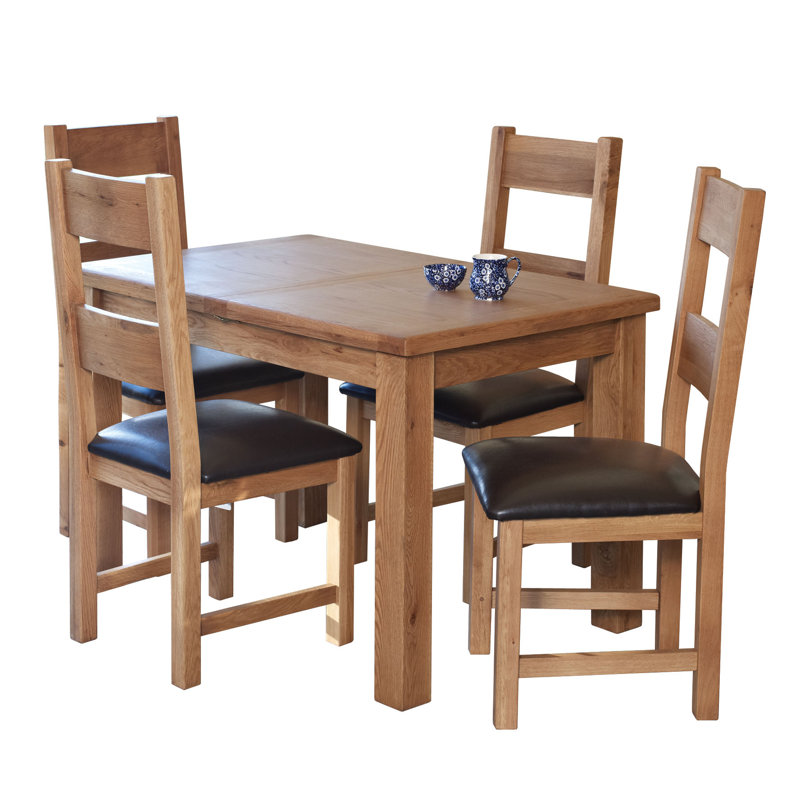 Ashly Extendable Oak Solid Wood Dining Table, 80 cm W × 120 cm L