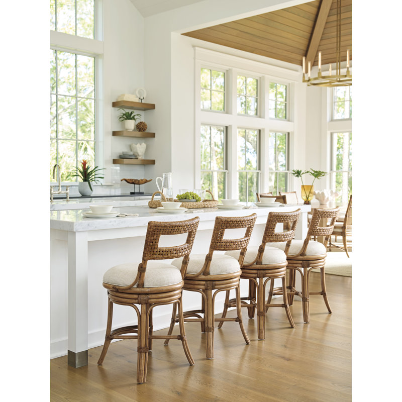 Bay Harbour Swivel Stool, White, Counter Stool (24" Seat |Height)