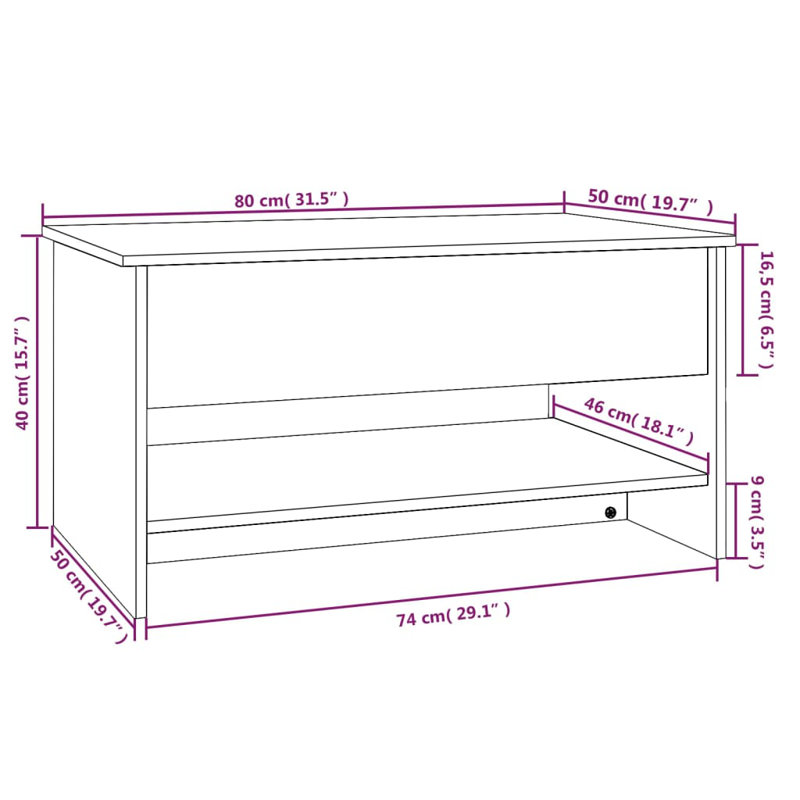 Huttan Lift Top Sled Coffee Table with Storage, Black