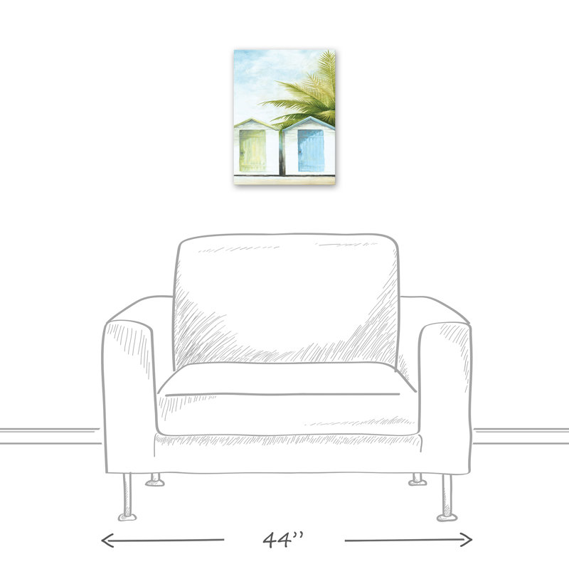 Toile flottante encadrée "Beach Huts", H 16 po x l 12 po x P 1,25 po, Toile tendue