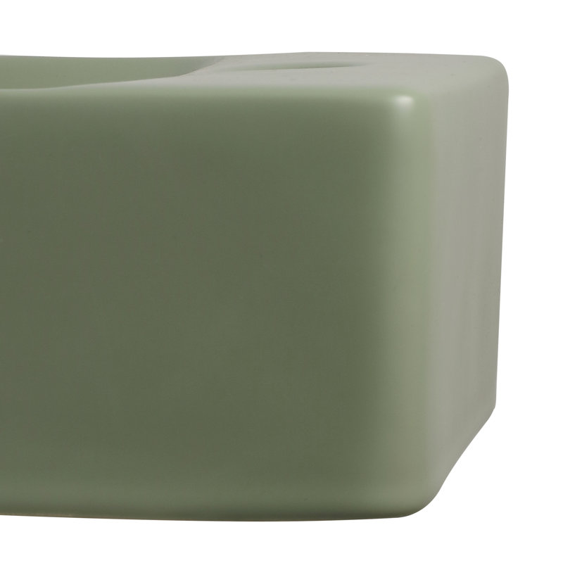 Mini-lavabo de salle de bain rectangulaire encastré mural moderne en céramique l 15 po x P 8,5 po Felix, trou de robinet à droite, olive mat