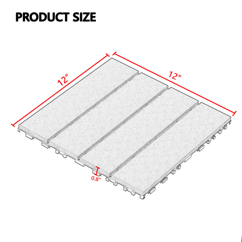 Carreaux de terrasse à emboîtement (paquet de 44) - Pp imperméable 12 po x 12 po, utilisation intérieure / extérieure toutes saisons pour la piscine, le balcon et la cour
