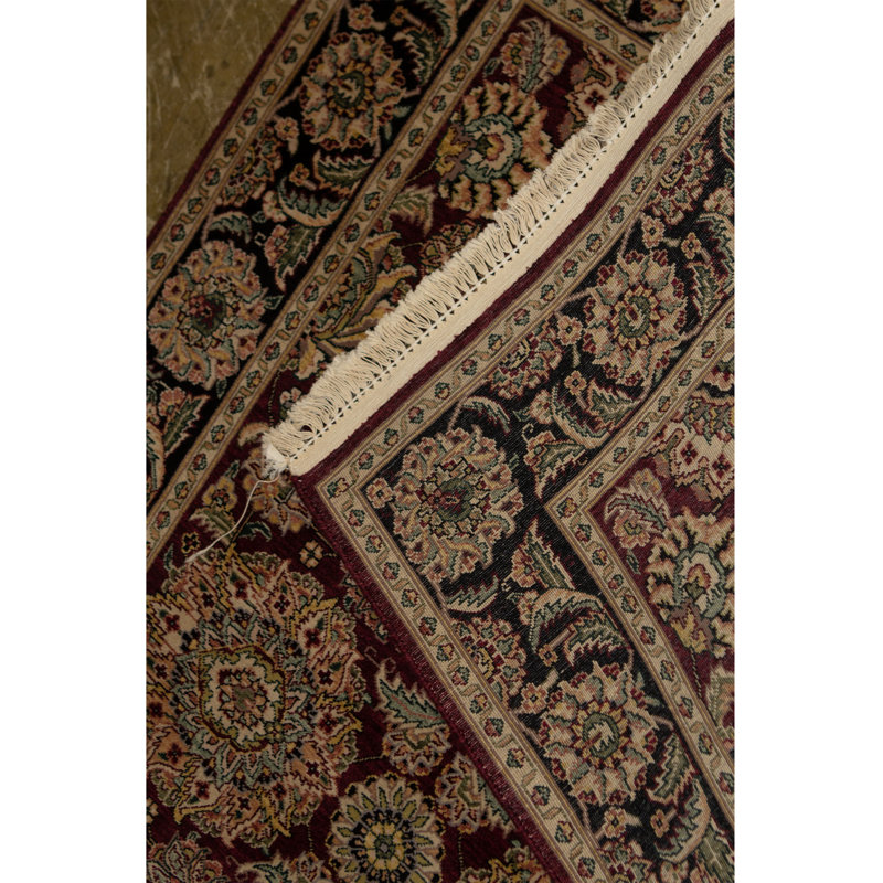 Tapis vert, beige et vin noué à la main de haute qualité