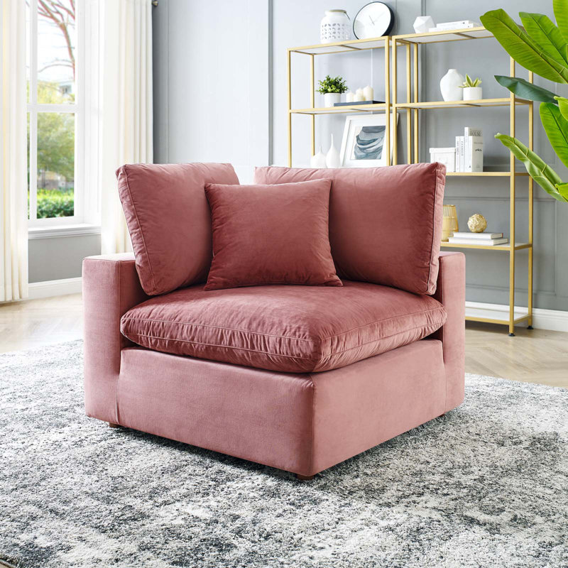 Chaise de coin Commix, Velours vieux rose