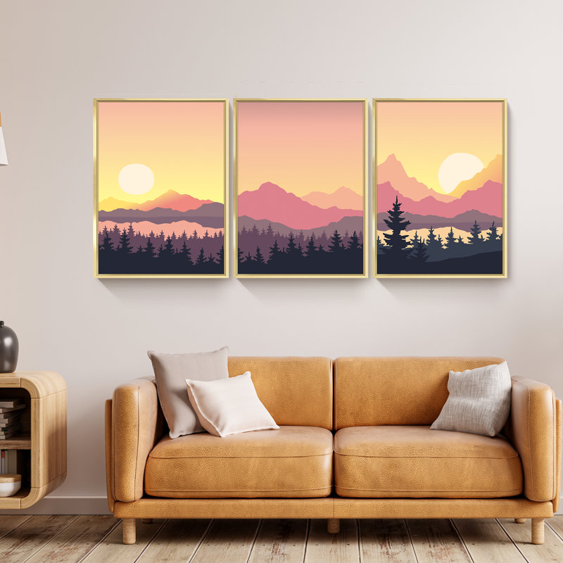 3 - Pieces, 36" W x 16" H x 1.5" D, Gold