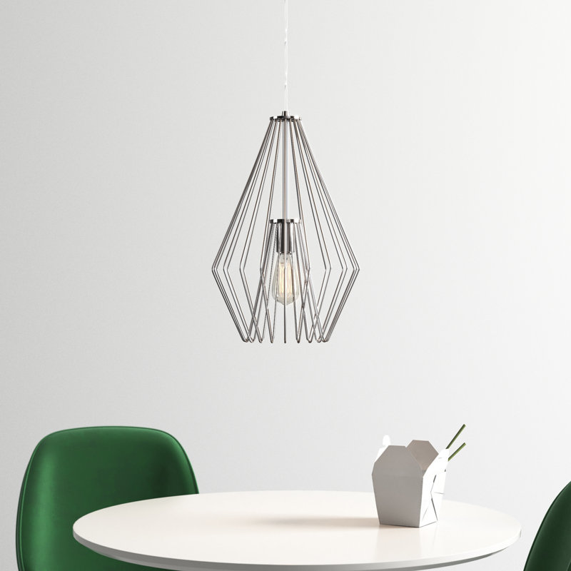 Frankie 1 - Light Unique/Statement Pendant, 18.5" H x 12.25" W x 12.25" D, Brushed Nickel