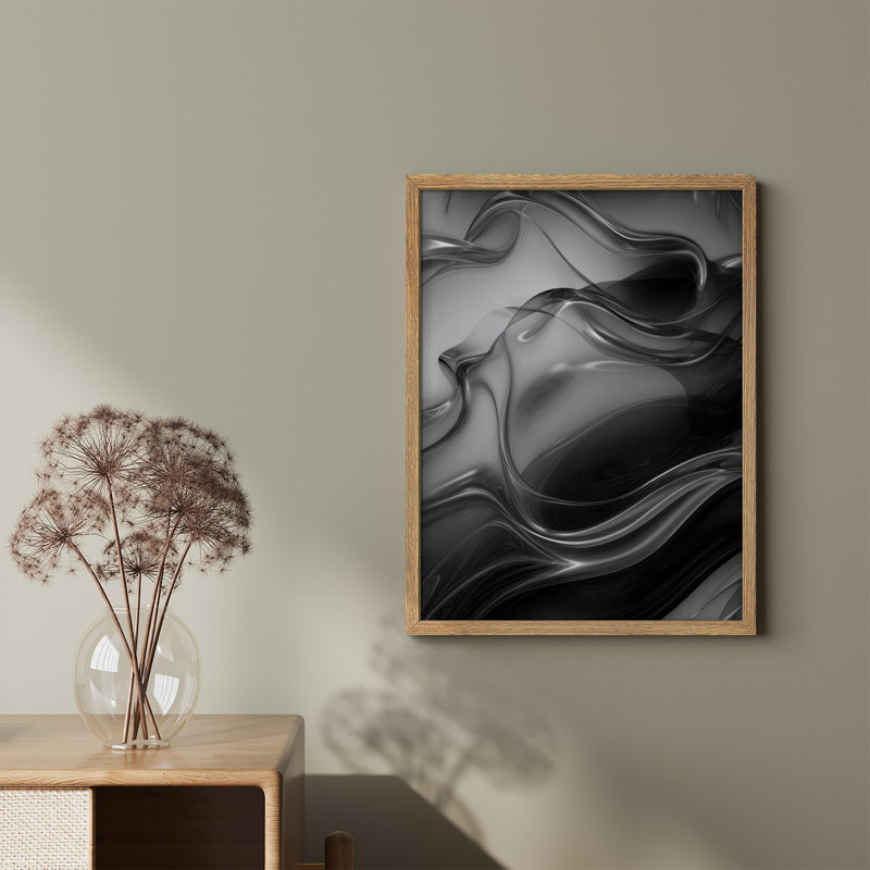 Reproduction d'art encadrée abstraite pour décoration intérieure moderne, H 14 po x l 11 po, Naturel
