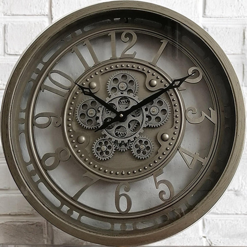 Souliere Modern Decorative Wall Clock | Visible Moving Gears Industrial Statement Timepiece for Living Room or Office