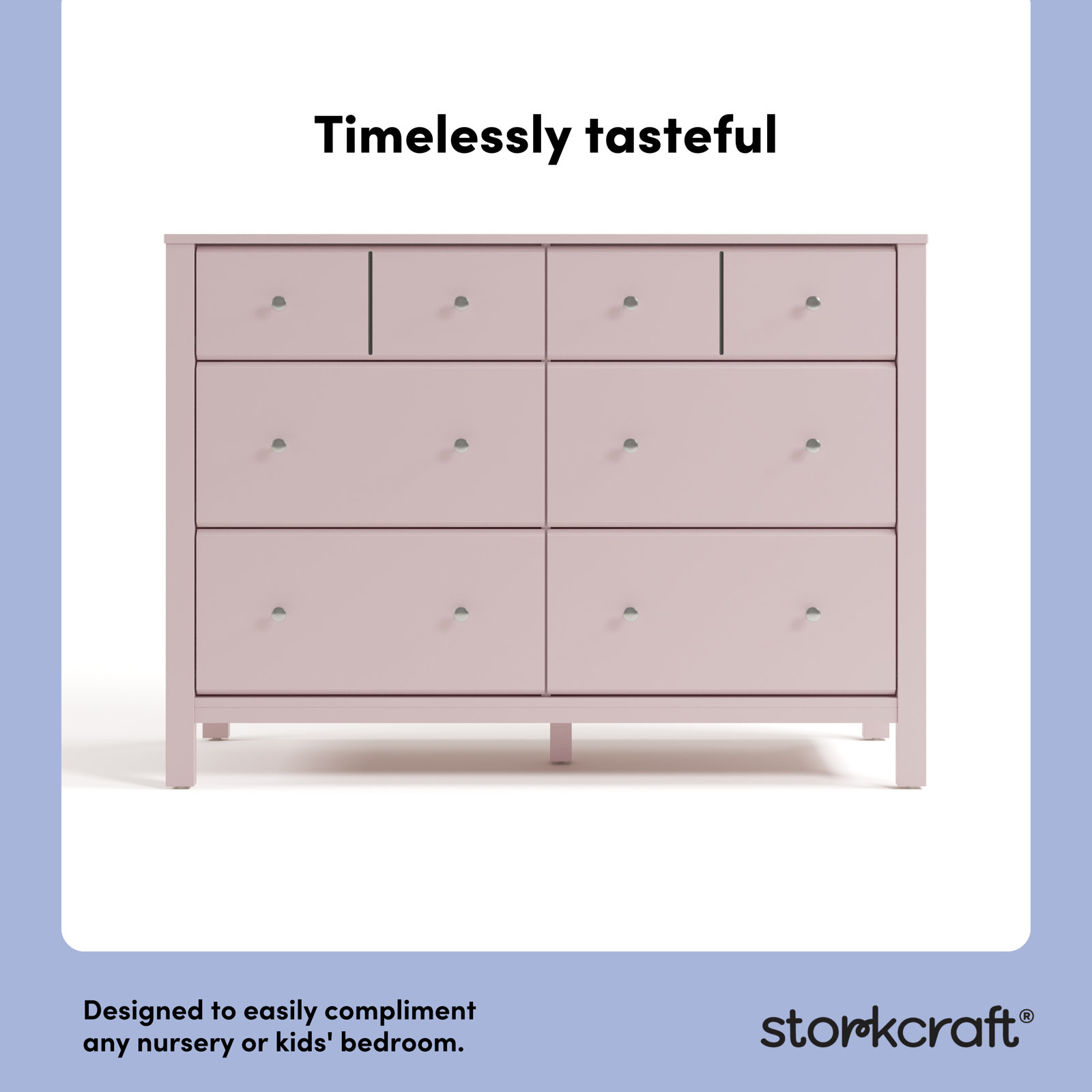 Horizon 6 Drawer Double Dresser, Blush