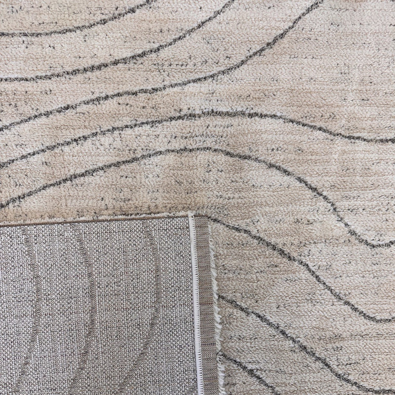 Tapis abstrait crème et beige 4 pi x 6 pi