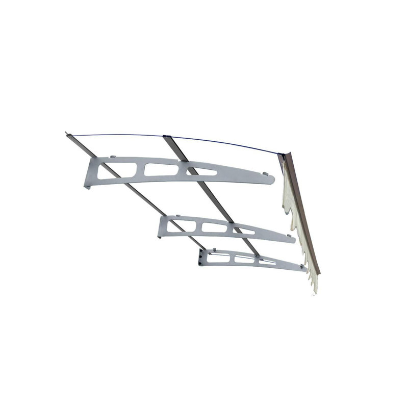 Auvent mural pour portes et fenêtres en bois, H 7 po x l 79 po x P 34 po, Argenté/Transparent