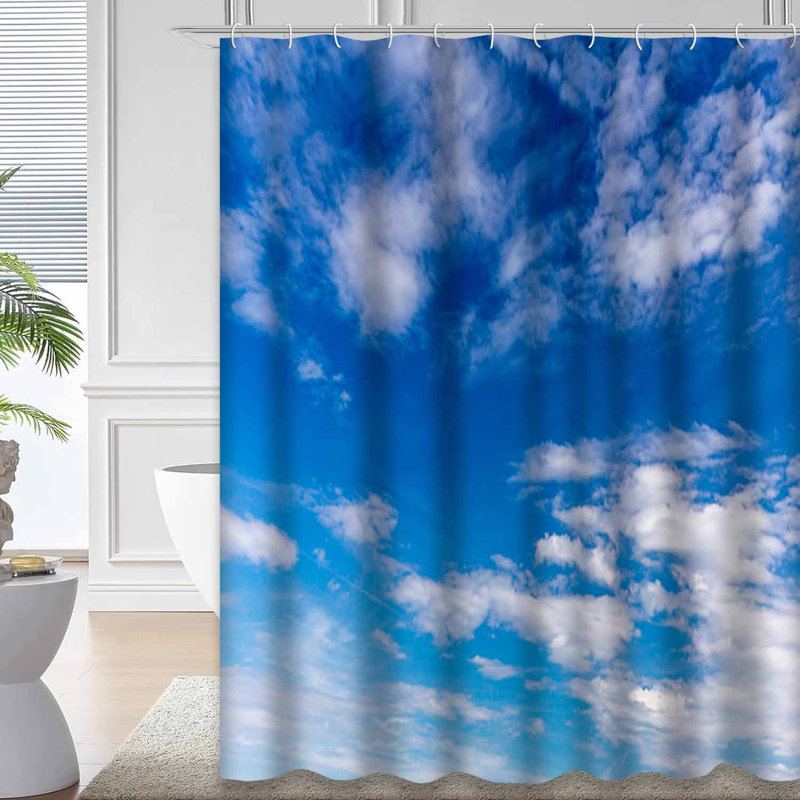 Rideau de douche bleu imperméable, rideaux de douche pour la salle de bain avec 12 crochets, 72" L x 84" W