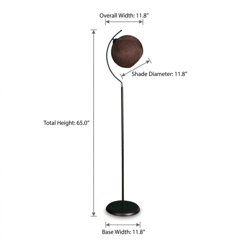 Lampe sur pied Metropolis rouge/noir tissé de style bohème