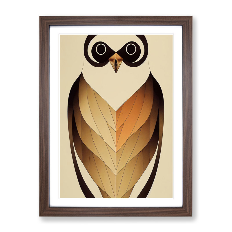 Bird No.2 - Wall Art, 46cm H x 34cm W x 2cm D, Walnut Framed Paper
