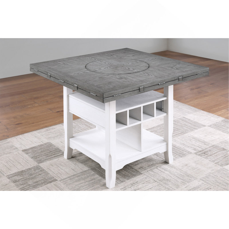 Table de salle à manger à hauteur de comptoir blanche / grise 1Pc, Blanc antique