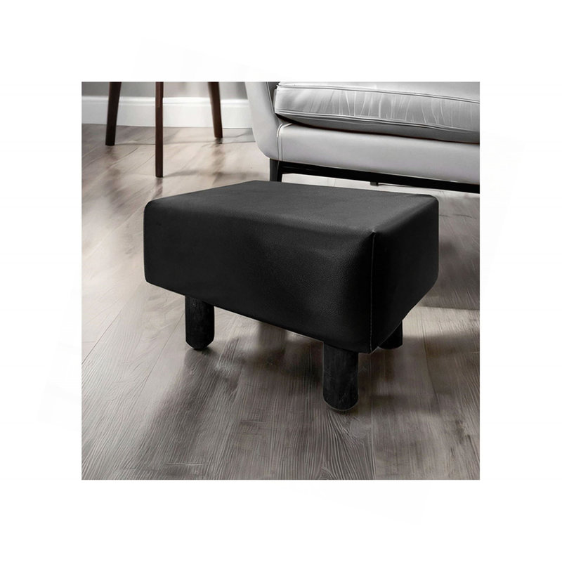 Ensemble de repose-pieds contemporain 2 pièces, revêtement noir et pieds en bois (seulement OTTOMAN)