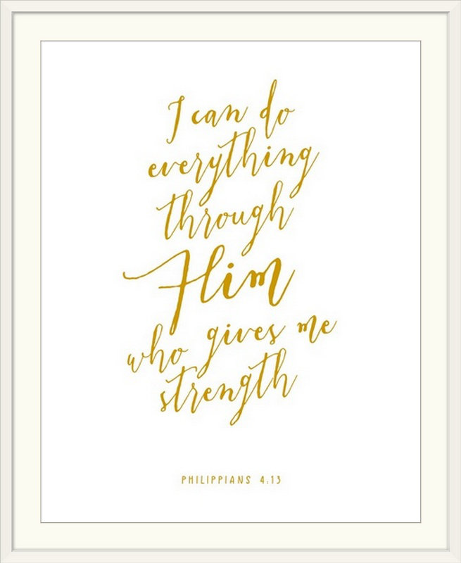 « philippians 4:13-scripture art », art textuel, H 28 po x l 24 po x P 1 po, Cadre blanc