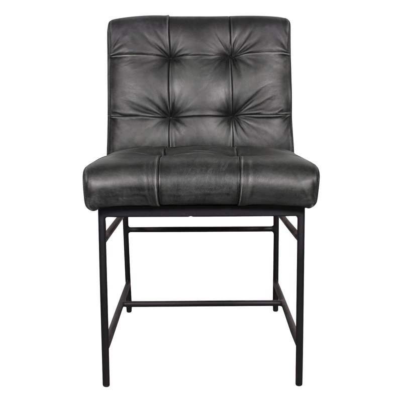 Chaise en cuir noir patiné Brisbane Stockton, Noir vieilli