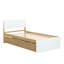 Lit simple avec tête de lit blanc brillant et 2 tiroirs avec rangement en chêne
