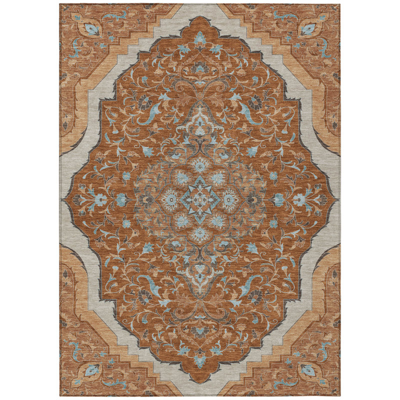 Machine Washable Indoor/Outdoor Chantille ACN2715 Global Rug, Paprika, 5' x 7'6"