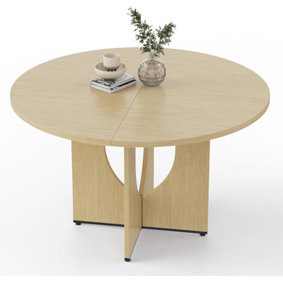 47" Round Dining Table for 4-6 People – Modern Farmhouse Kitchen Table with Adjustable Feet, Circle Wood Dinner Table for Apartment, Living Room