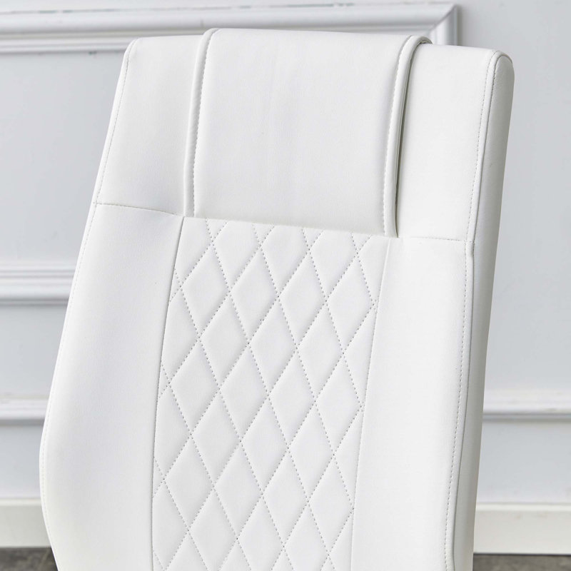 Faux Leather Dining Chairs, White, Gold, 4