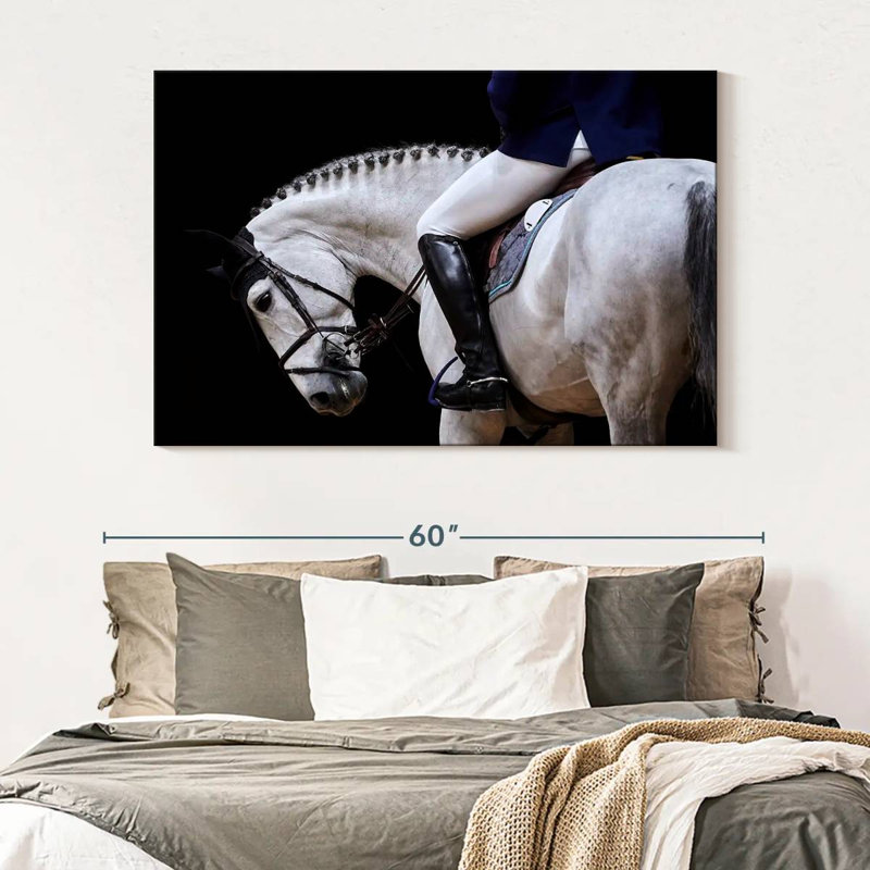 Sireci White Horse And Equestrian, 34" H x 51" W