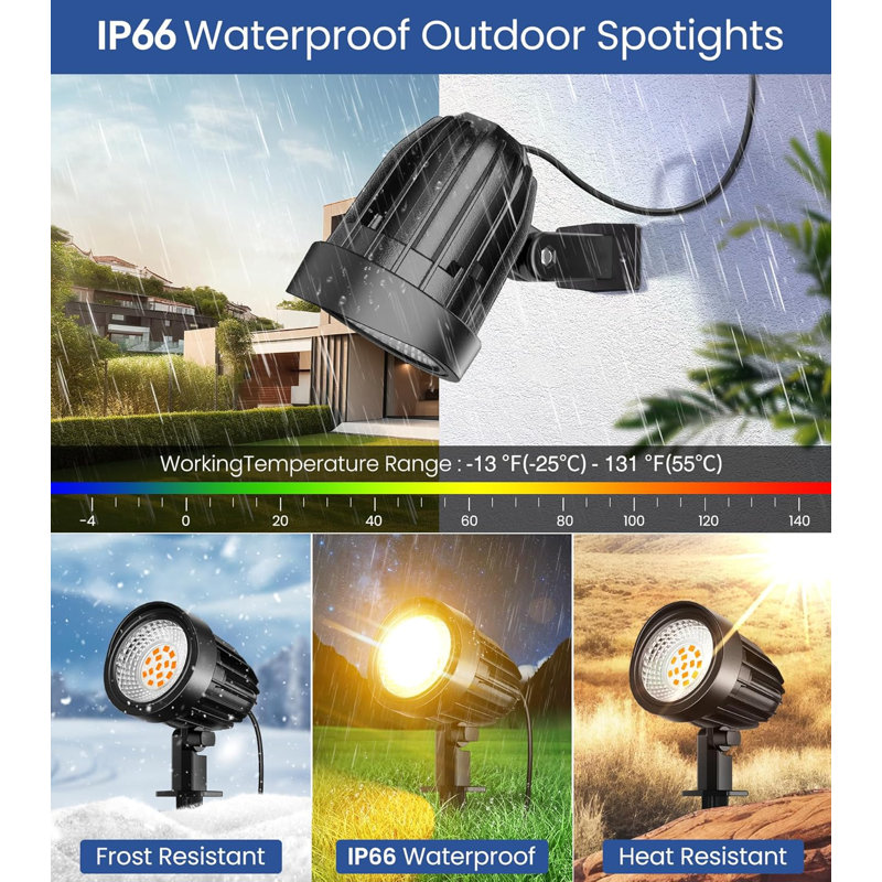 Low-voltage  Landscape Light, 12v  15w 3000k Warm White Led Spotlight With Ip66 Waterproof Rating (12-piece Set Including Connector)