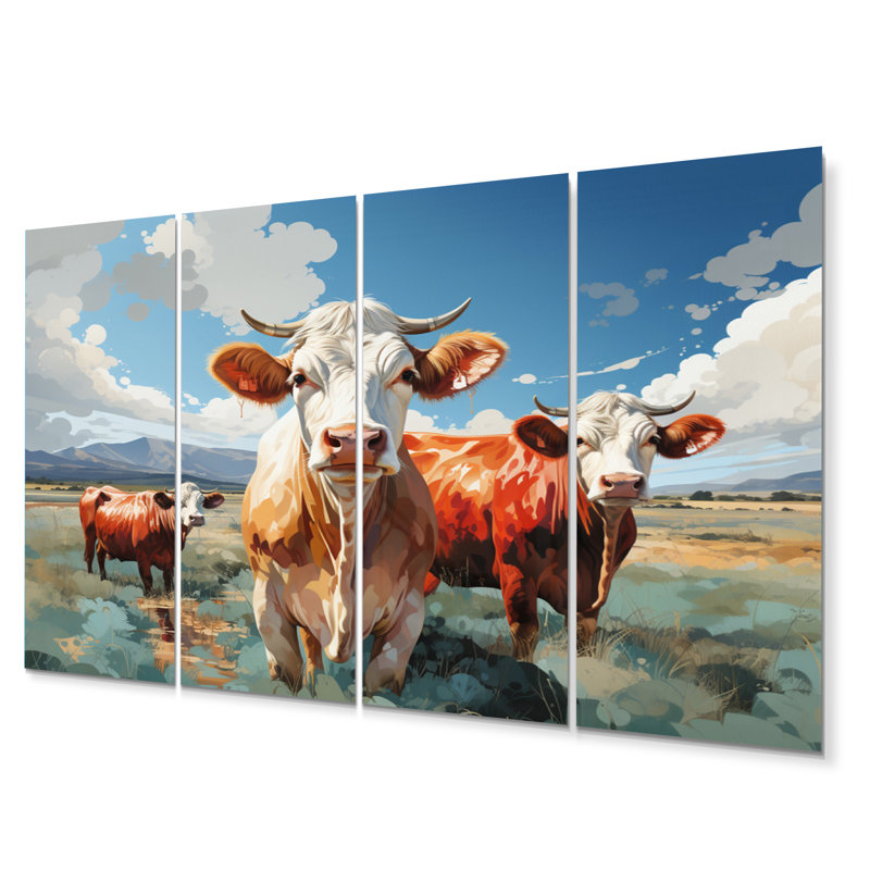 Bétail pastorale «Grazers II», ensemble de reproductions d'art mural animaux en métal