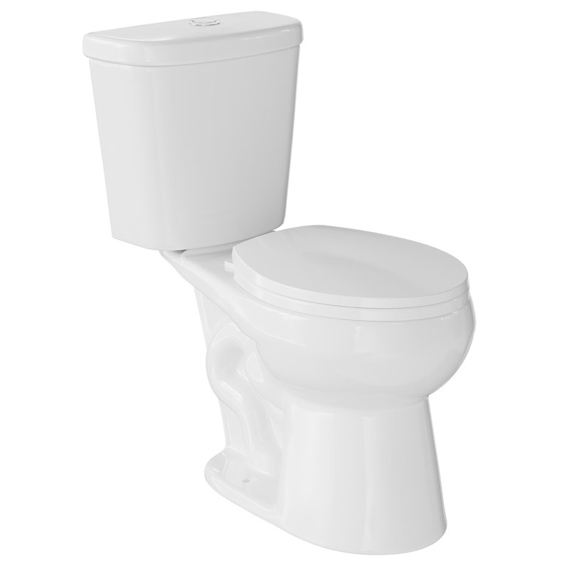 White Elongated Two-Piece Toilet, Comfort ADA Height 17", Powerful 1.28 GPF Flush, 32.31" H x 16.55" W x 27.19" D, Top
