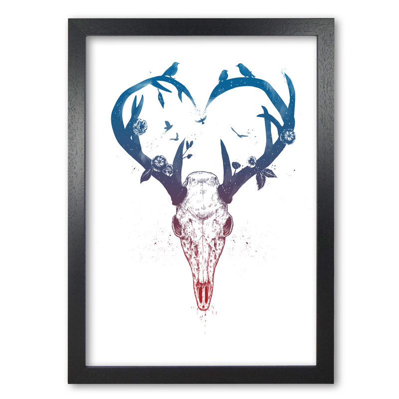 Never-Ending Love Deer Skull 1 Piece Wall Art, 42 cm H x 29.7 cm W x 5 cm D, Black Grain