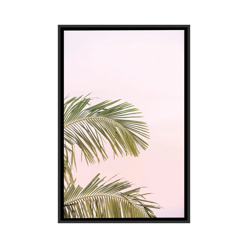 Sunset Palm Leaves - Painting on Canvas, Black Framed, 101.6 cm H x 66.04 cm W