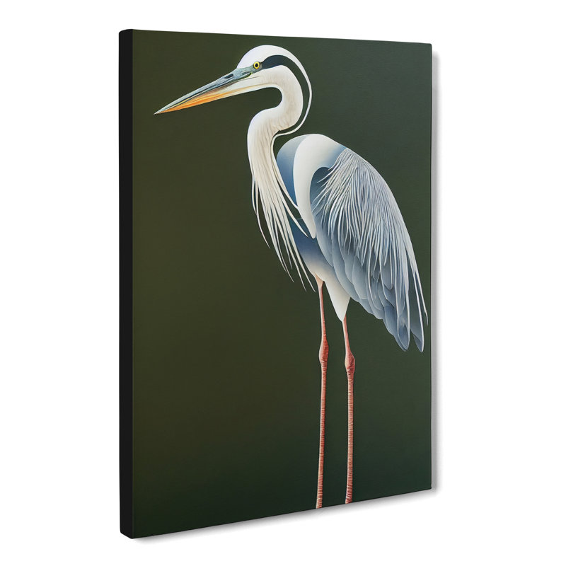 Heron Bird Traditional Vol.2 - Wall Art, 50cm H x 35cm W x 3cm D, Canvas