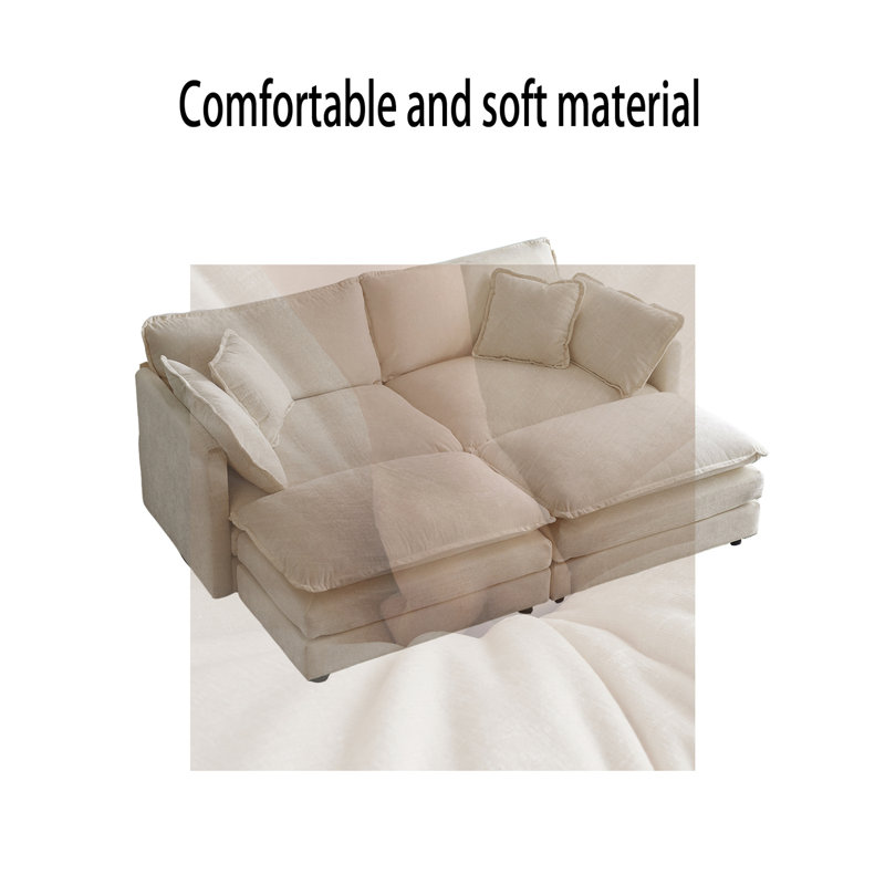 Hazlee Upholstered 70 " Chenille Sofa, Beige Chenille